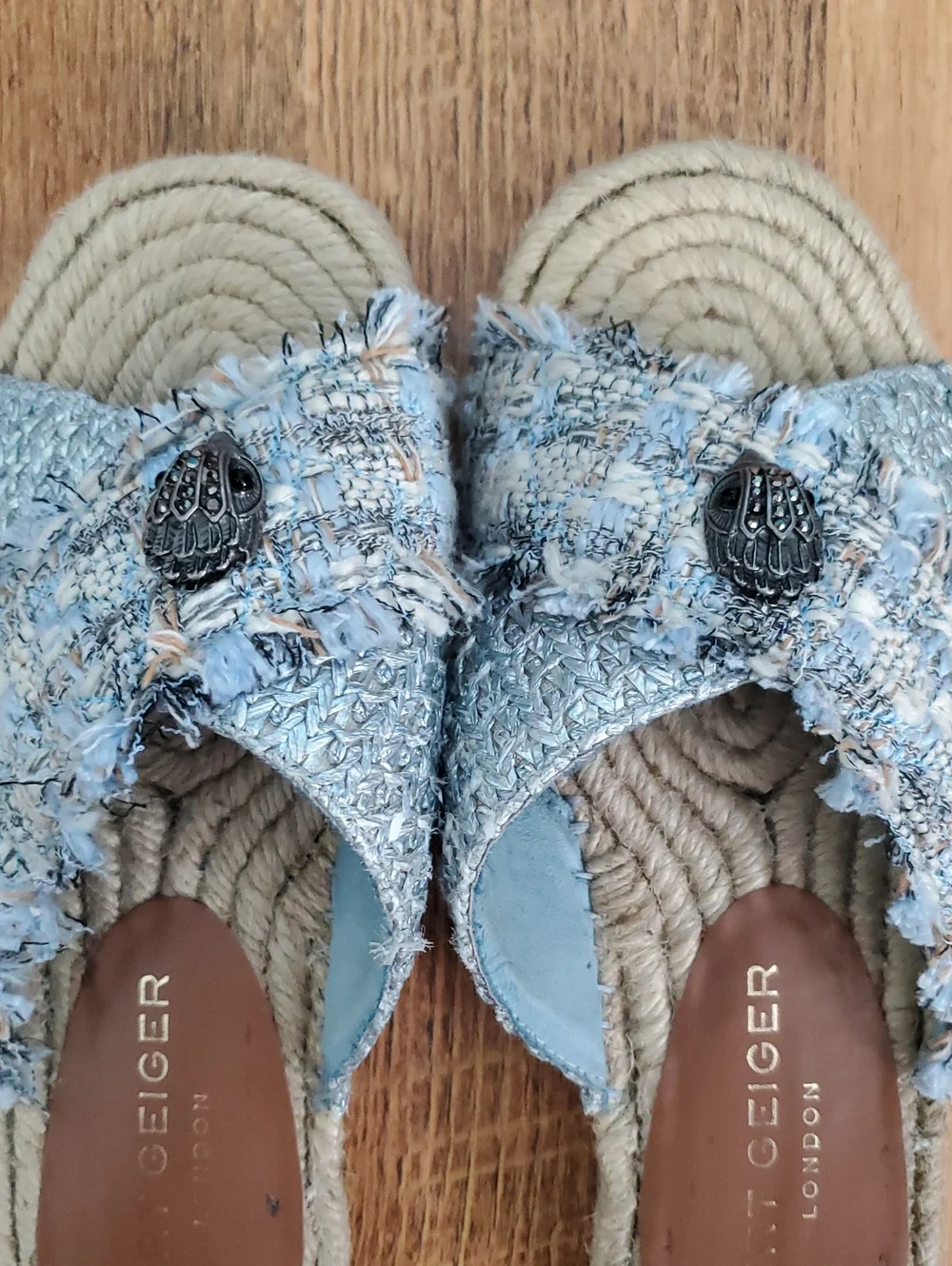Kurt Geiger London Kensington X Espadrille Slide Sandals - Blue Tweed
